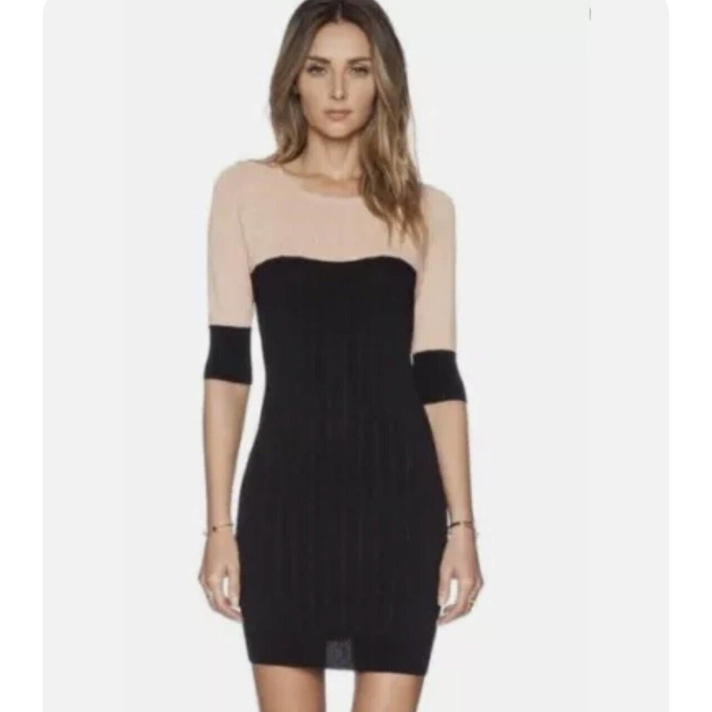Knitz For Love & Lemons Sweater Dress Womens Small Pink Black Color Block